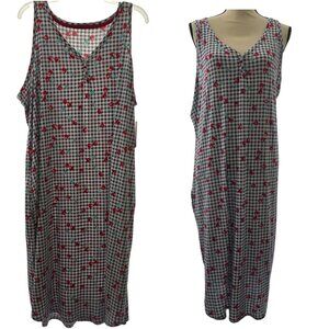 Secret Treasures Women’s Tank Cherries Chemise Nightgown w/ Pockets - Size 3X